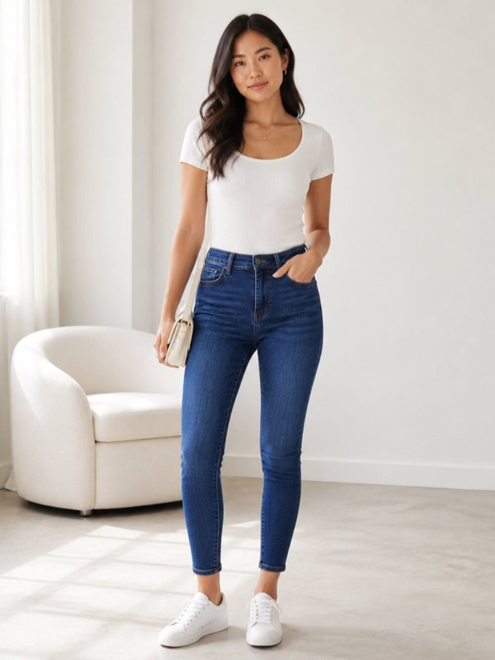 Tractr High Rise Skinny Ankle Jeans Dark Blue Size 0/24 Stretch